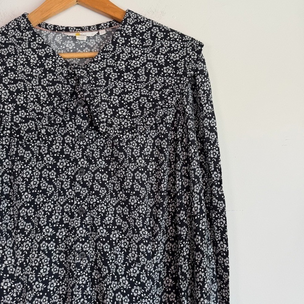 Boden Floral Maxi Dress Sz 12 Button Front Peter Pan Collar Cottagecore Modest - Picture 5 of 10
